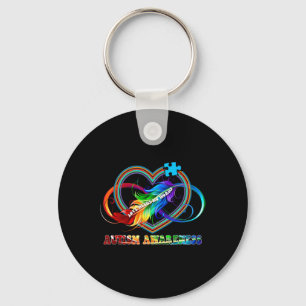 Infinity Heart Love Autism Awareness Needs No Word Keychain