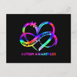 Infinity Heart Love Autism Awareness Needs No Word Postcard