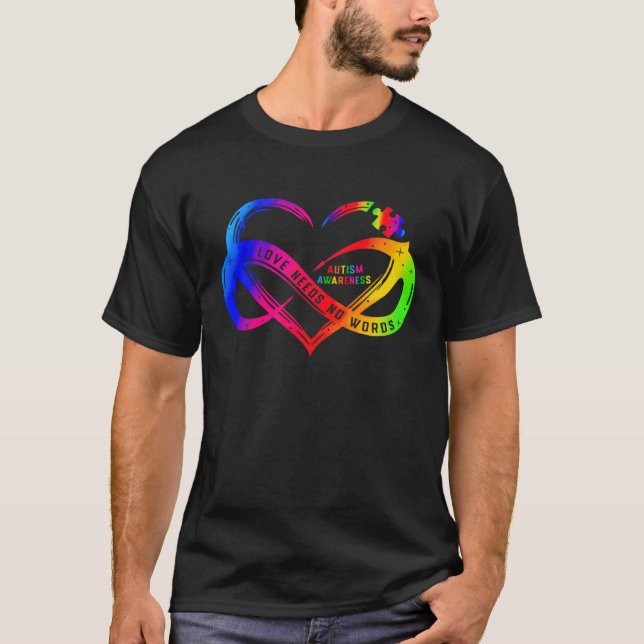 Infinity Heart Puzzle Autism Awareness Love Needs  T-Shirt (Front)