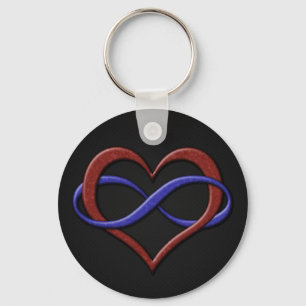 Infinity Heart Symbol Polyamory Pride Flag Colors Keychain