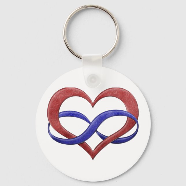 Infinity Heart Symbol Polyamory Pride Flag Colors Keychain (Front)