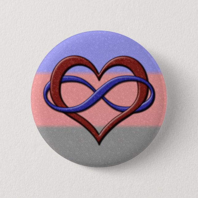 Infinity Heart Symbol Polyamory Pride Flag Colours 2 Inch Round Button (Front)