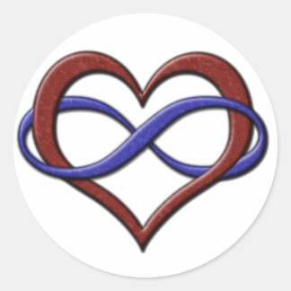 Infinity Heart Symbol Polyamory Pride Flag Colours Classic Round Sticker