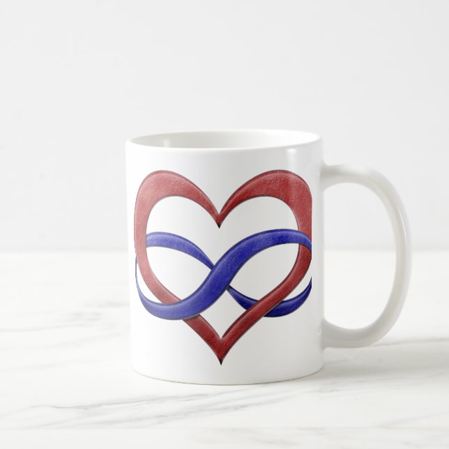 Infinity Heart Symbol Polyamory Pride Flag Colours Coffee Mug (Right)
