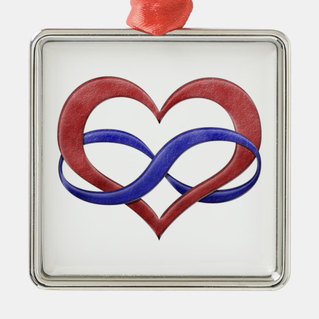 Infinity Heart Symbol Polyamory Pride Flag Colours Metal Ornament (Front)