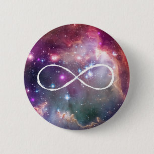 Infinity loop and galaxy space hipster background 2 inch round button