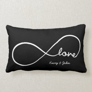 Infinity Love - black and white Lumbar Pillow