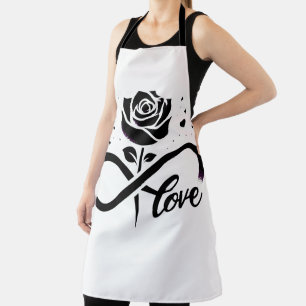 Infinity Love Black Rose - Eternal Romantic Love D Apron