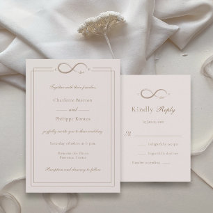Infinity Love Custom Initials Pink Wedding RSVP Invitation