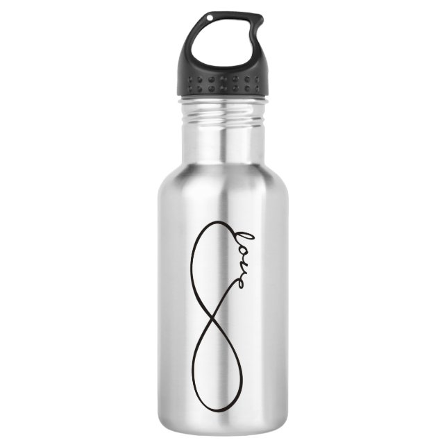 Infinity Love Lemniscate black + your backgr. 532 Ml Water Bottle (Front)
