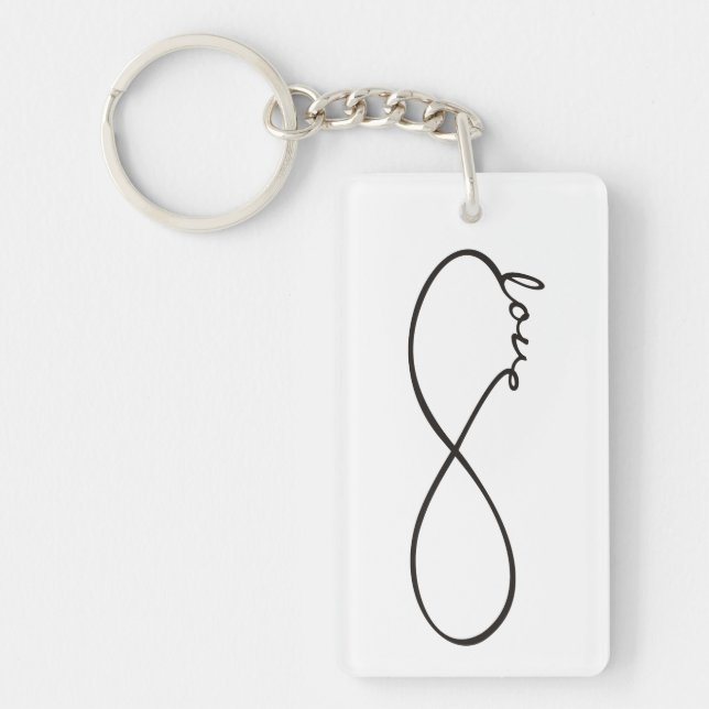 Infinity Love Lemniscate black + your backgr. Keychain (Front)