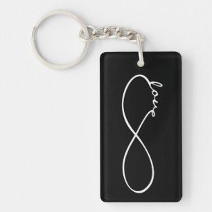 Infinity Love Lemniscate white + your backgr. Keychain