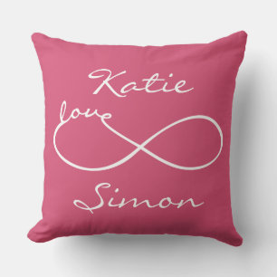 Infinity Love Lemniscate white + your backgr. Throw Pillow