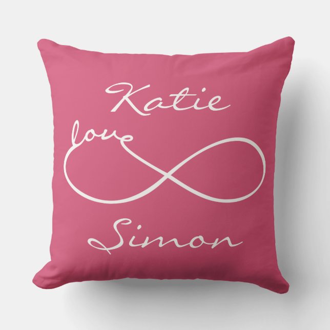 Infinity Love Lemniscate white + your backgr. Throw Pillow (Front)