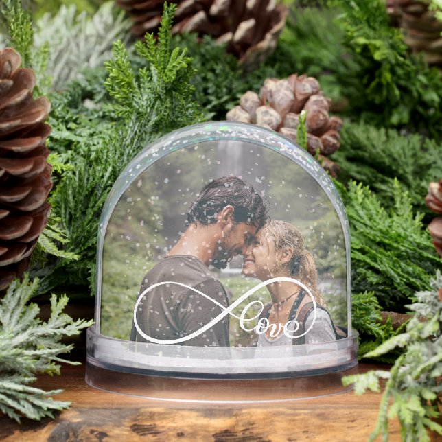 Infinity Love Modern Script Photo Snowglobe (Winter)
