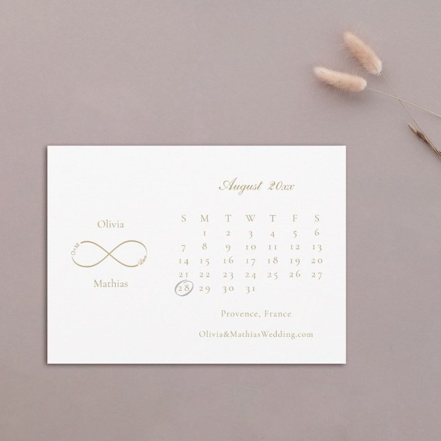 Infinity Love Monogram Calendar White Blush  Save The Date (Creator Uploaded)