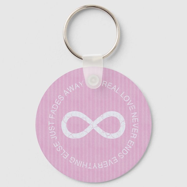 Infinity Love Pink Stripe Keychain (Front)