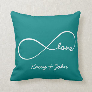 Infinity Love - Teal Blue Throw Pillow