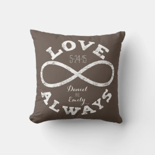 Infinity Love Wedding Date Names, Custom Colour Throw Pillow