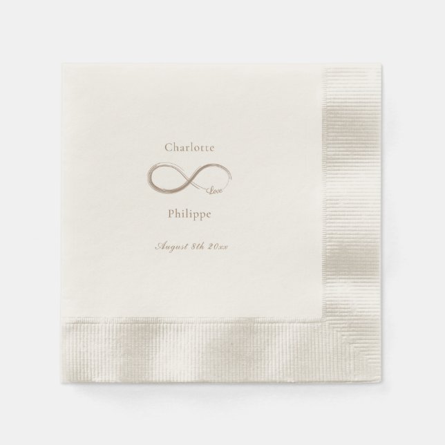 Infinity Love Wedding Minimalist Elegant Gold  Napkin (Front)