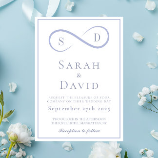 Infinity Minimalist Powder Blue Wedding Invitation