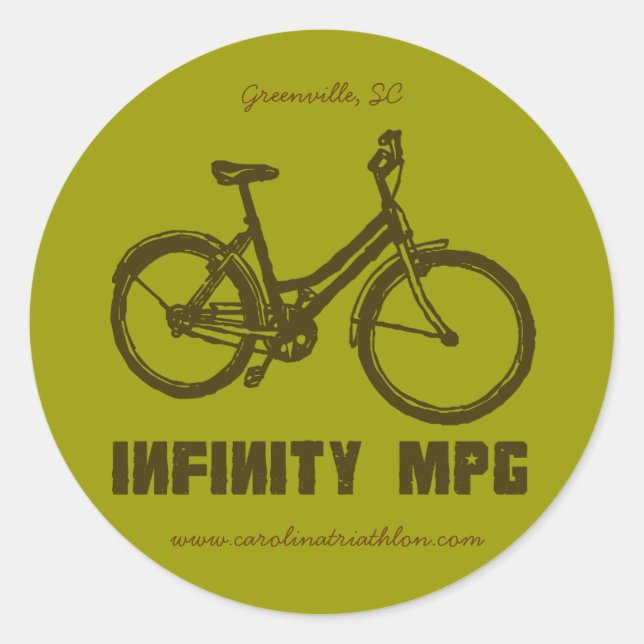 INFINITY MPG brown decal, www.carolinatriathlon.co Classic Round Sticker (Front)
