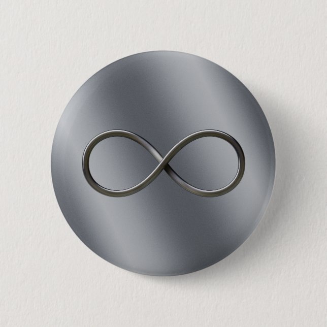 Infinity Nerd Symbol | Looking Silver Math Gift 2 Inch Round Button (Front)
