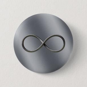 Infinity Nerd Symbol   Looking Silver Math Gift 2 Inch Round Button