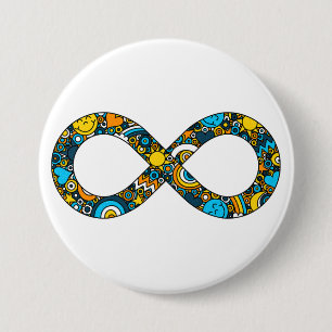 Infinity Neurodiverse Doodle AroAce Pride Flag 3 Inch Round Button
