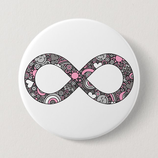 Infinity Neurodiverse Doodle Demigirl Pride Flag 3 Inch Round Button (Front)