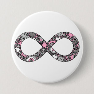 Infinity Neurodiverse Doodle Demigirl Pride Flag 3 Inch Round Button