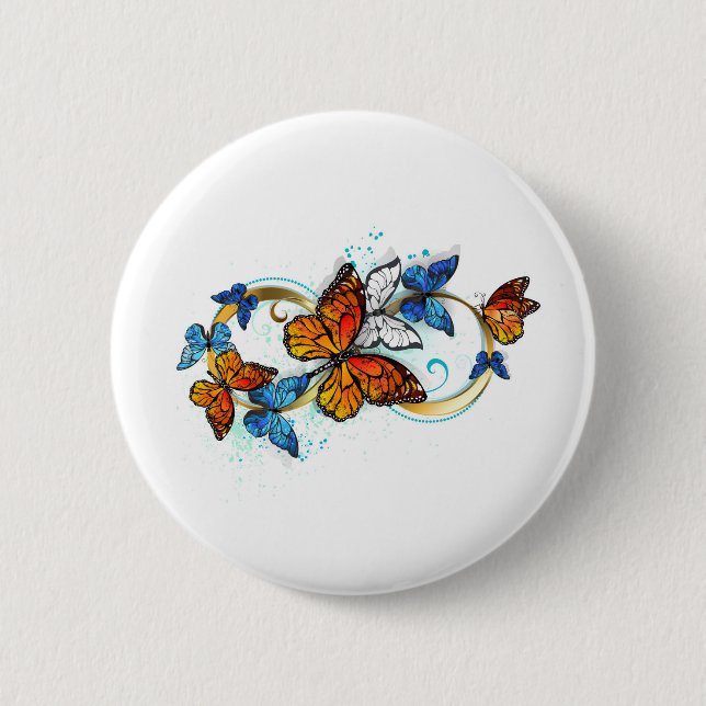Infinity of Monarch Butterflies 2 Inch Round Button (Front)