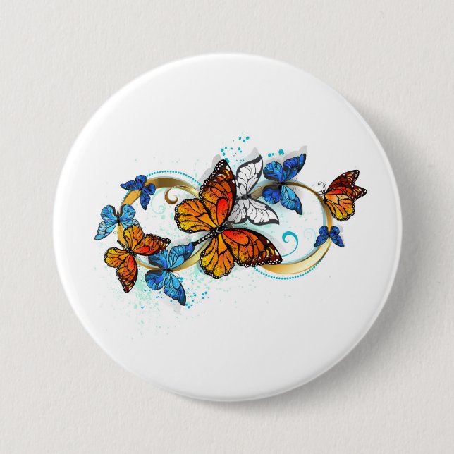 Infinity of Monarch Butterflies 3 Inch Round Button (Front)