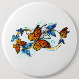 Infinity of Monarch Butterflies 6 Inch Round Button