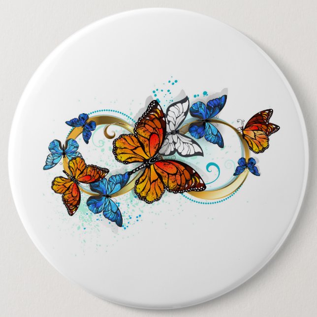 Infinity of Monarch Butterflies 6 Inch Round Button (Front)