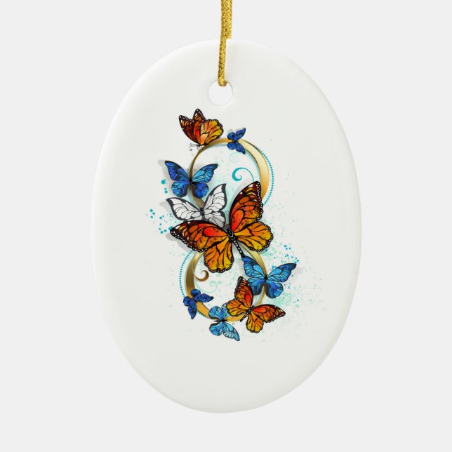 Infinity of Monarch Butterflies Ceramic Ornament (Front)