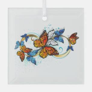 Infinity of Monarch Butterflies Glass Ornament