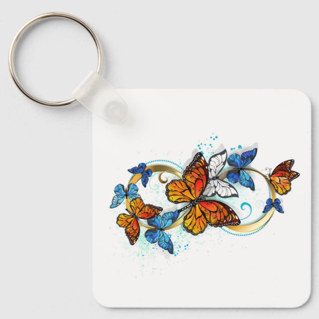 Infinity of Monarch Butterflies Keychain (Front)