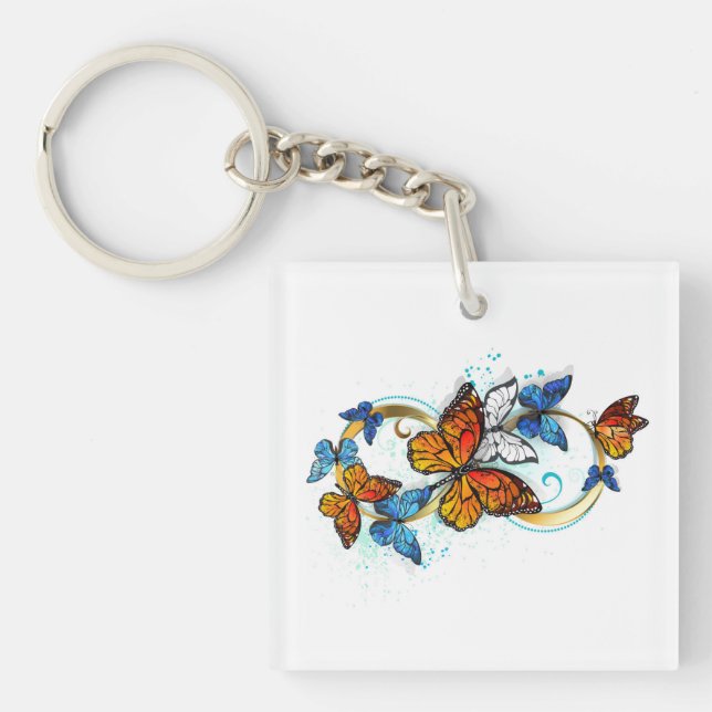 Infinity of Monarch Butterflies Keychain (Front)