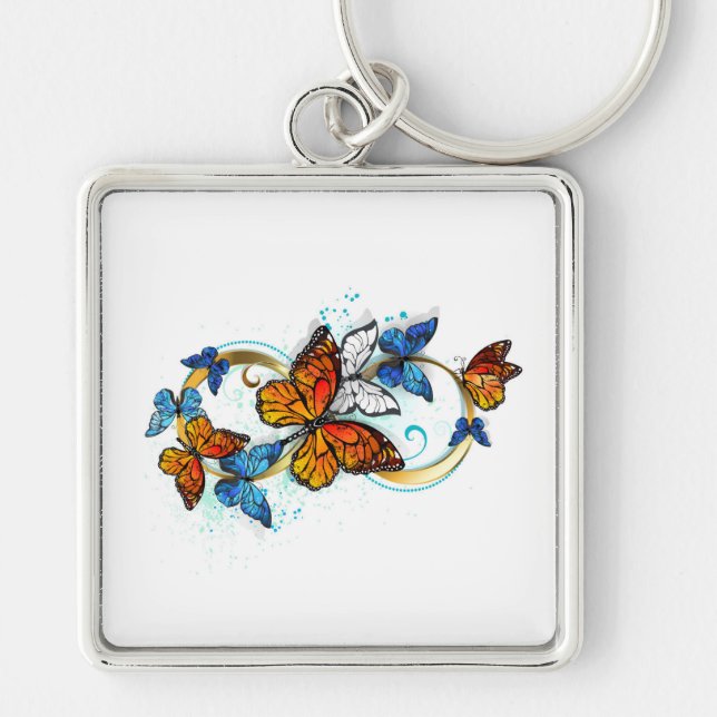 Infinity of Monarch Butterflies Keychain (Front)