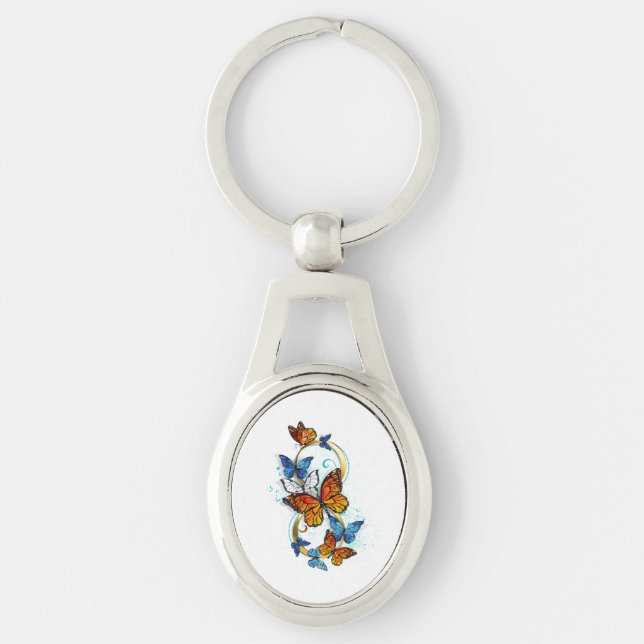 Infinity of Monarch Butterflies Keychain (Front)