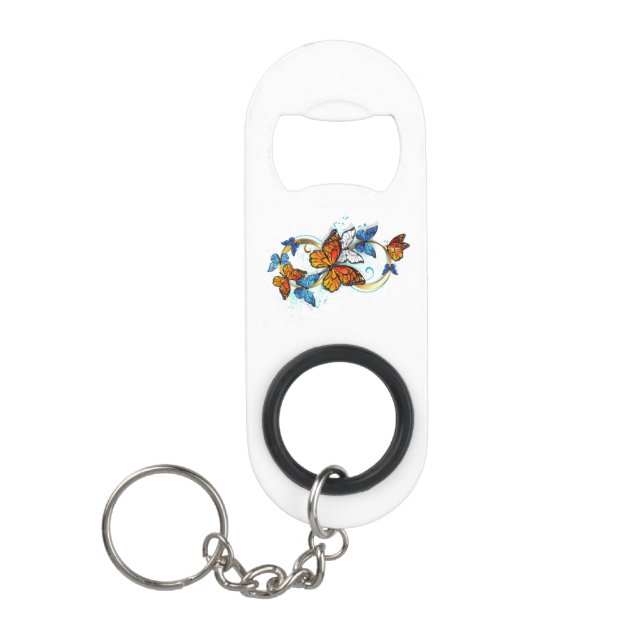 Infinity of Monarch Butterflies Keychain Bottle Opener (Front)