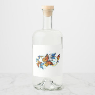 Infinity of Monarch Butterflies Liquor Bottle Label