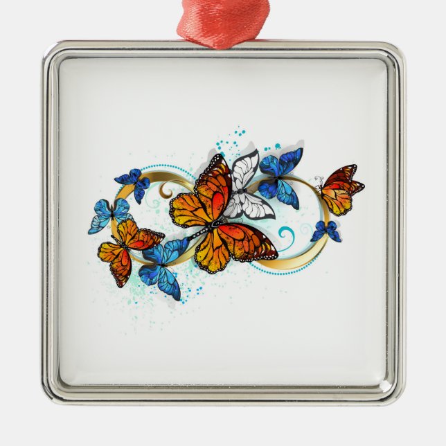 Infinity of Monarch Butterflies Metal Ornament (Front)