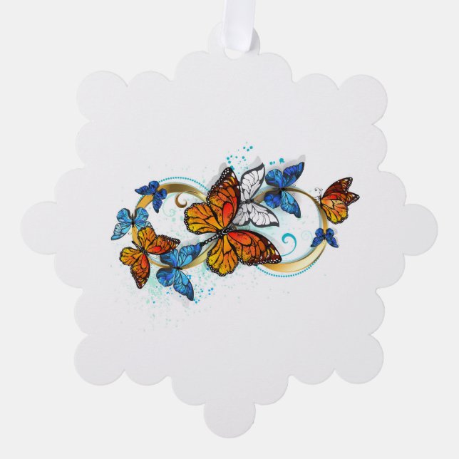Infinity of Monarch Butterflies Ornament Card (Front)