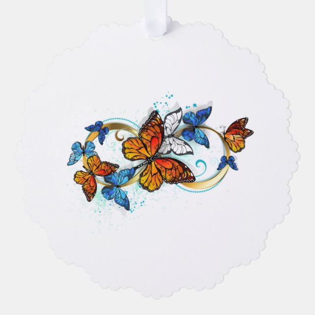 Infinity of Monarch Butterflies Ornament Card (Front)