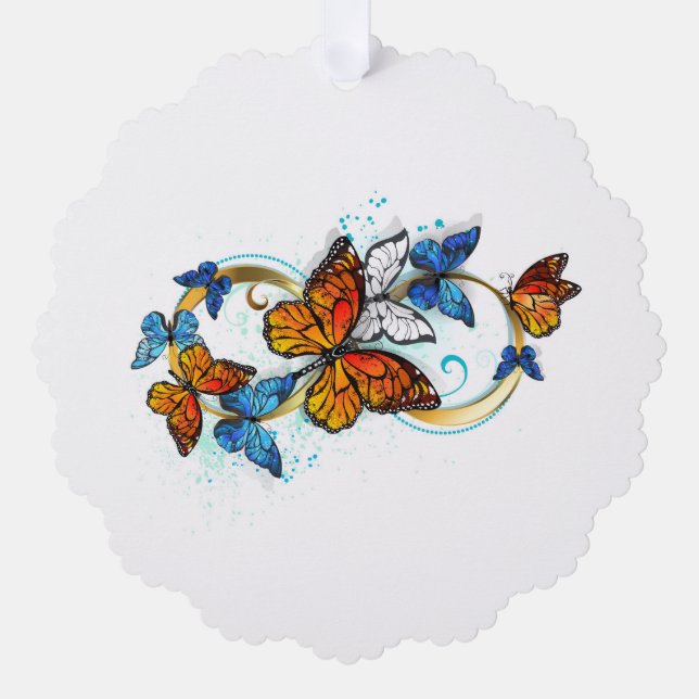 Infinity of Monarch Butterflies Ornament Card (Front)