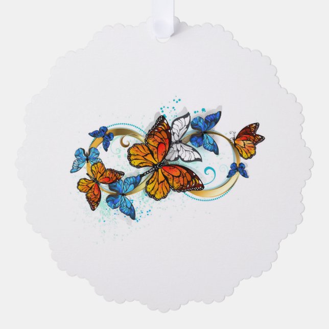 Infinity of Monarch Butterflies Ornament Card (Front)