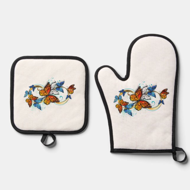 Infinity of Monarch Butterflies Oven Mitt & Pot Holder Set (Front)