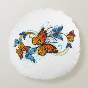Infinity of Monarch Butterflies Round Pillow